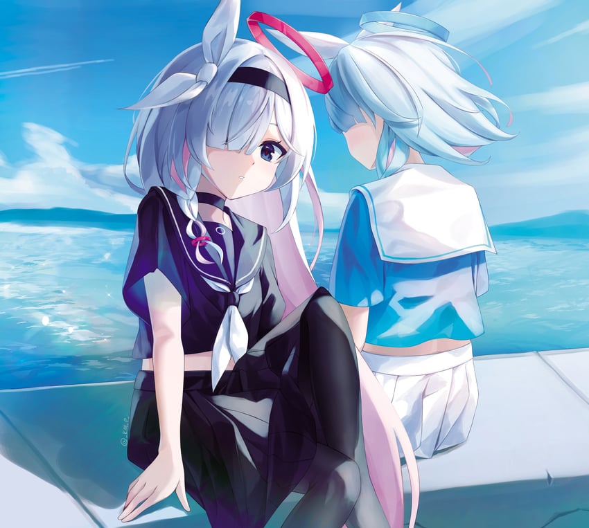 arona and plana (blue archive) drawn by kmp_(kenma_pro)