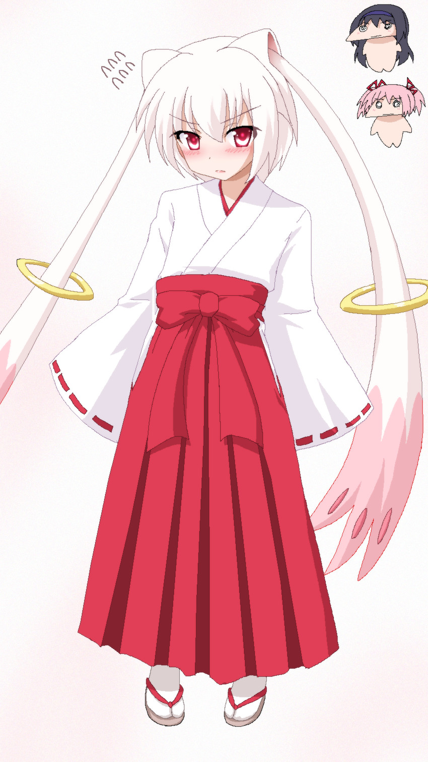 akemi homura, kaname madoka, and kyubey (mahou shoujo madoka magica) drawn by hayashiya_zankurou