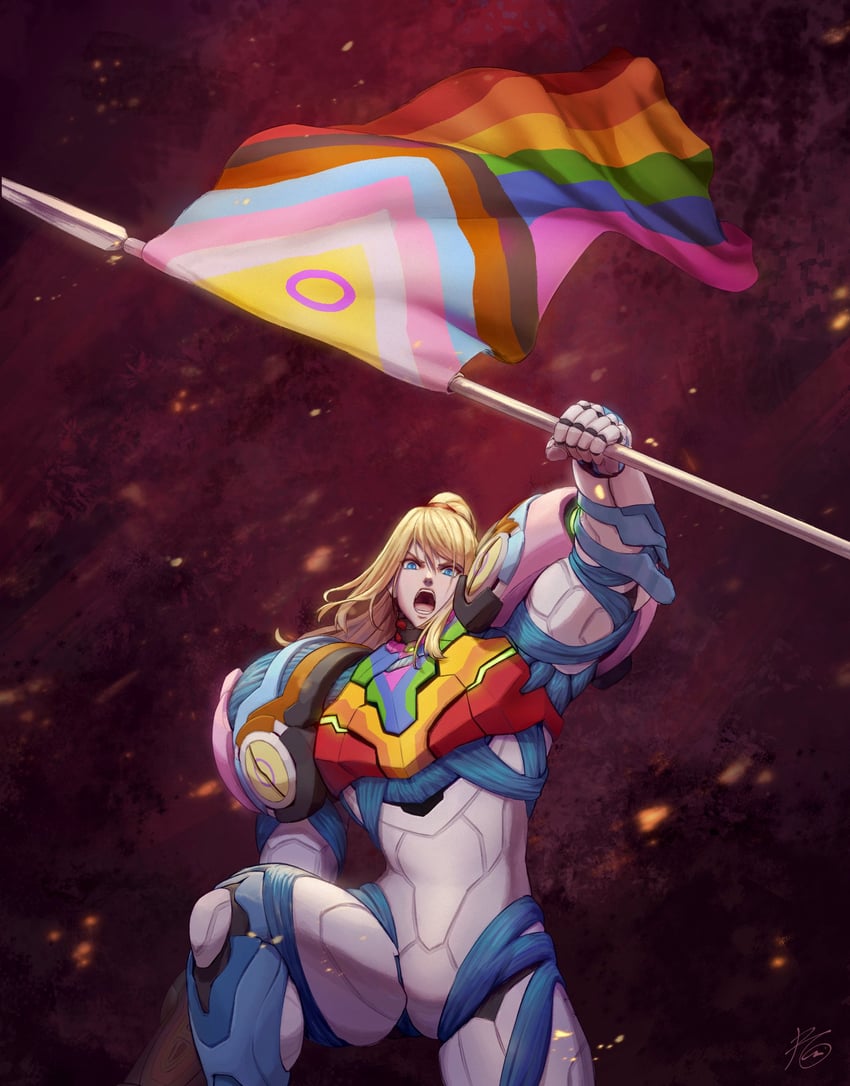 samus aran (metroid and 1 more) drawn by roviahc