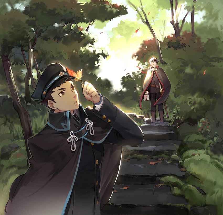 ryunosuke naruhodo and kazuma asogi (ace attorney and 1 more) drawn by mok_kongbai