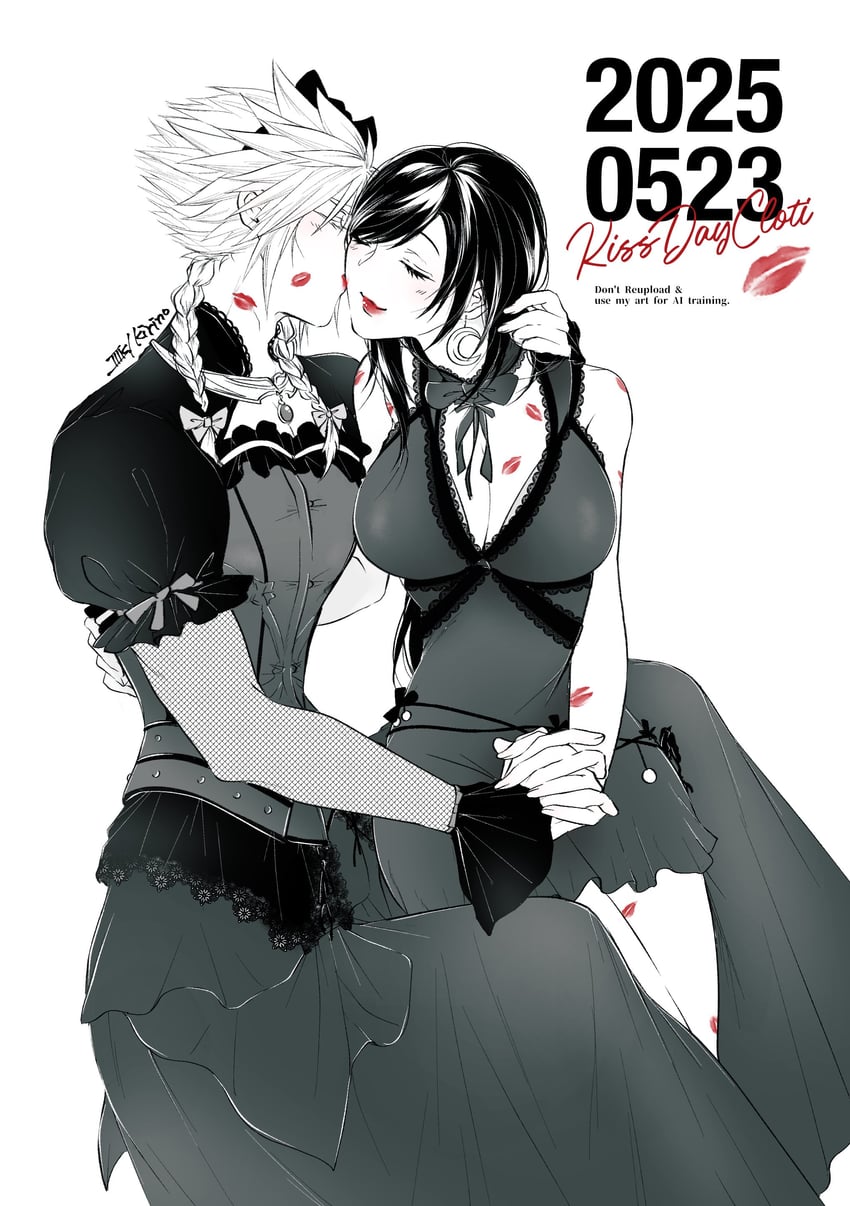 tifa lockhart and cloud strife (final fantasy and 2 more) drawn by kirinomon