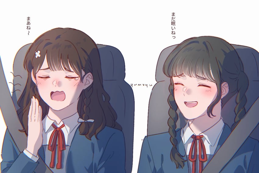 emori aya and sakakura sakura (love live! and 2 more) drawn by yumayu