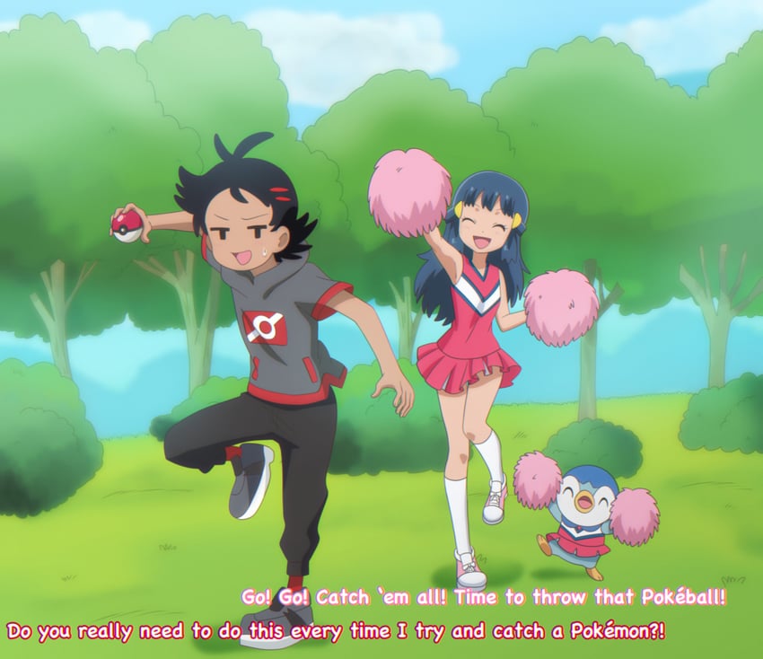dawn, piplup, and goh (pokemon and 2 more) drawn by meiji_(kurumierika)