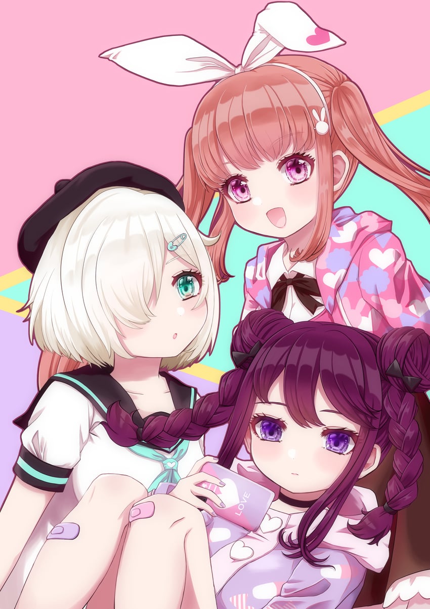 sakurano mimito, inubousaki shian, and minakami hina (denonbu) drawn by purple_kawaiine