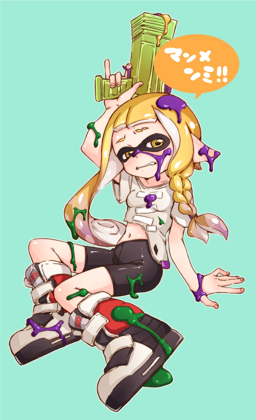 inkling player character, inkling girl, and veronika (splatoon) drawn by hamao