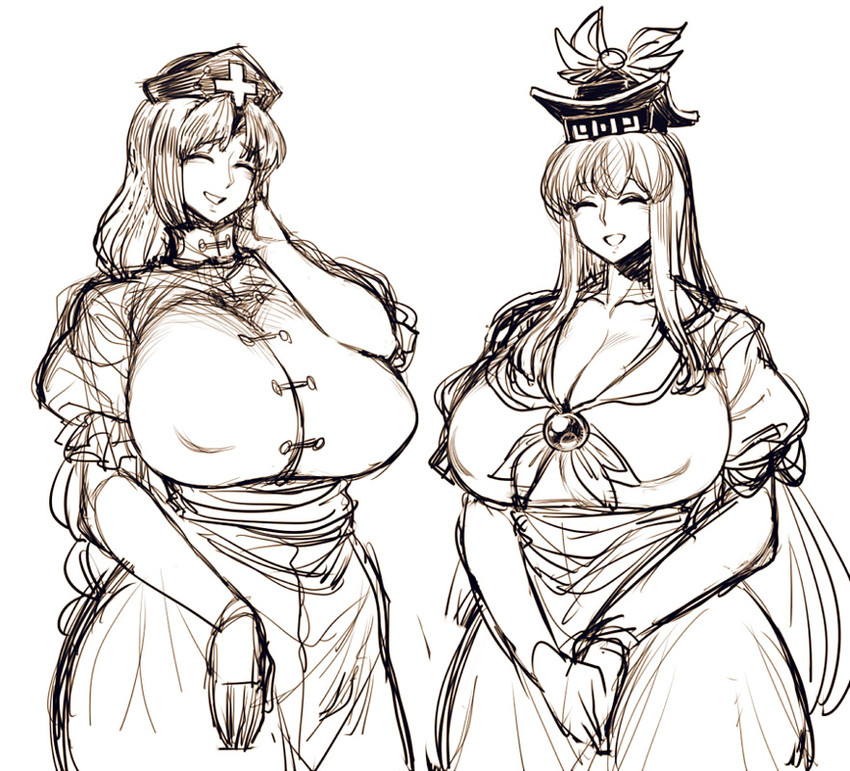 kamishirasawa keine and yagokoro eirin (touhou) drawn by spacezin
