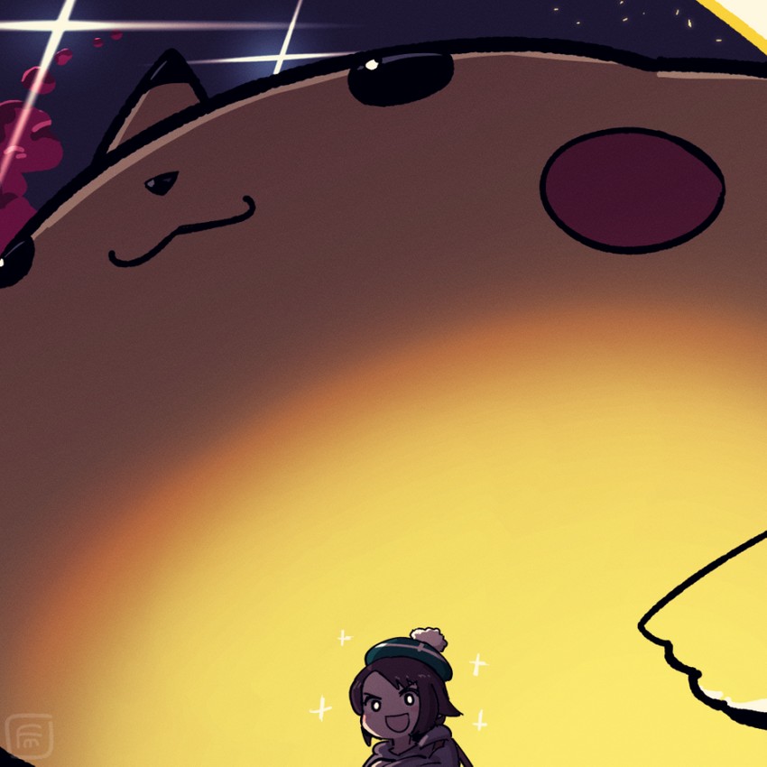 pikachu, gloria, and gigantamax pikachu (pokemon and 1 more) drawn by fumato