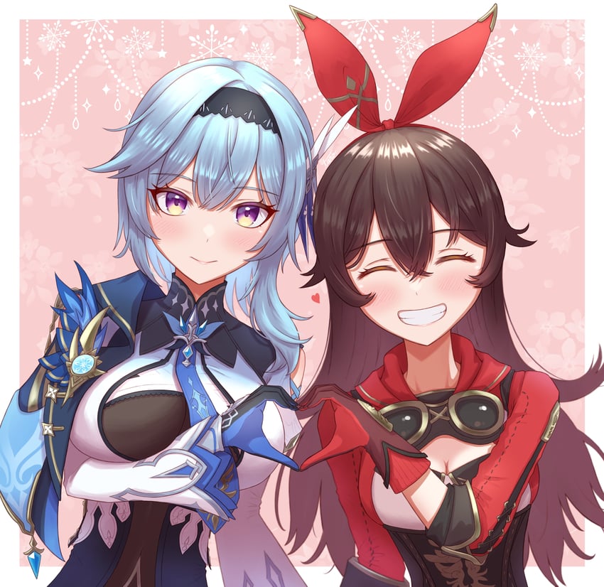 eula and amber (genshin impact) drawn by taro_(peach_taro51)