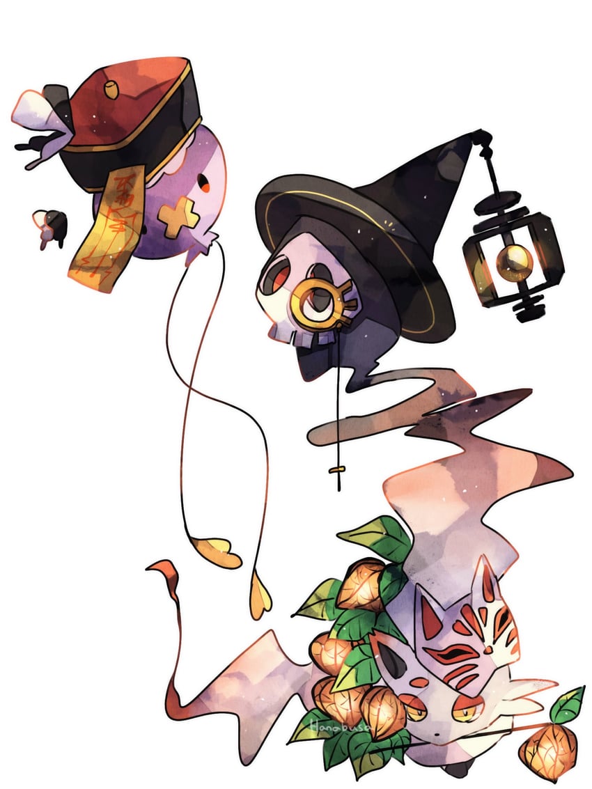 drifloon, hisuian zorua, and duskull (pokemon) drawn by hanabusaoekaki