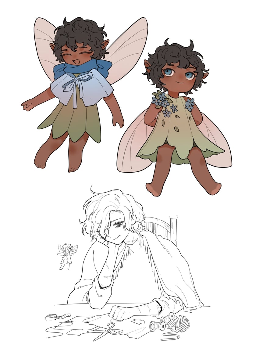 mithrun, kabru, and fairy (dungeon meshi) drawn by lumpia_at_kanin