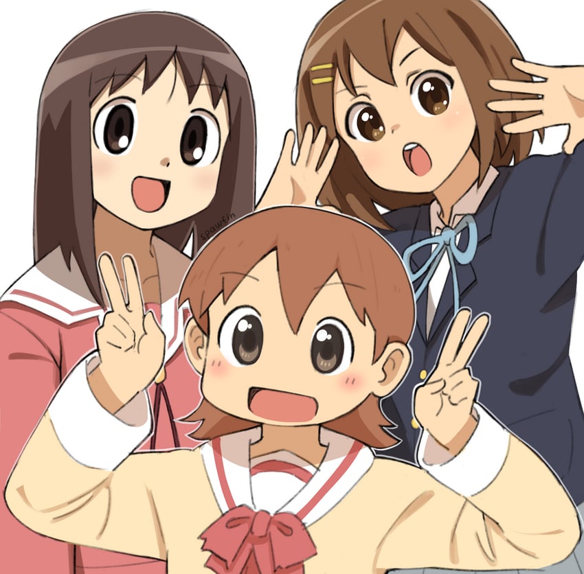 hirasawa yui, kasuga ayumu, and aioi yuuko (k-on! and 2 more) drawn by spawfin