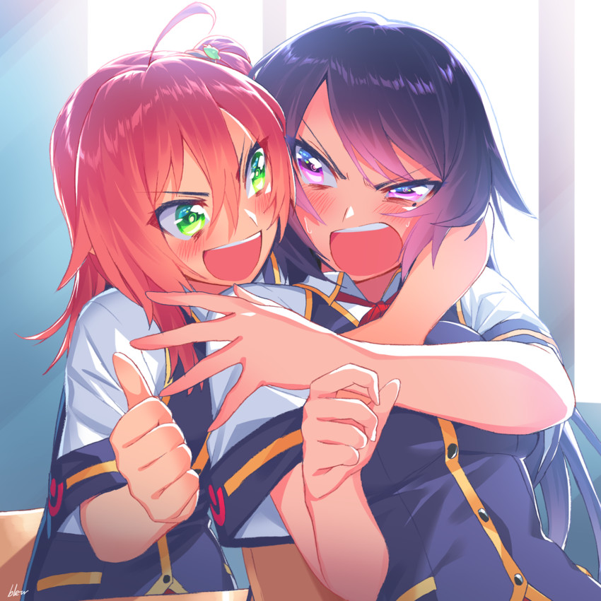 honami rina and aoki sachina (original) drawn by blew_andwhite