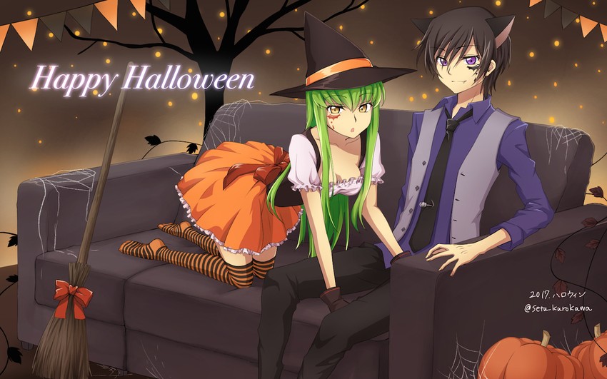 c.c. and lelouch vi britannia (code geass) drawn by setu_kurokawa