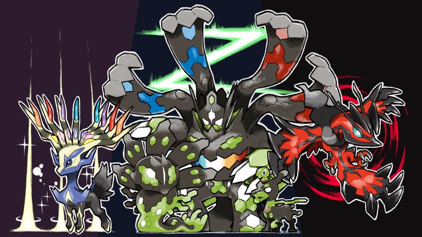 zygarde, yveltal, xerneas, and zygarde core (pokemon) drawn by blacknirrow