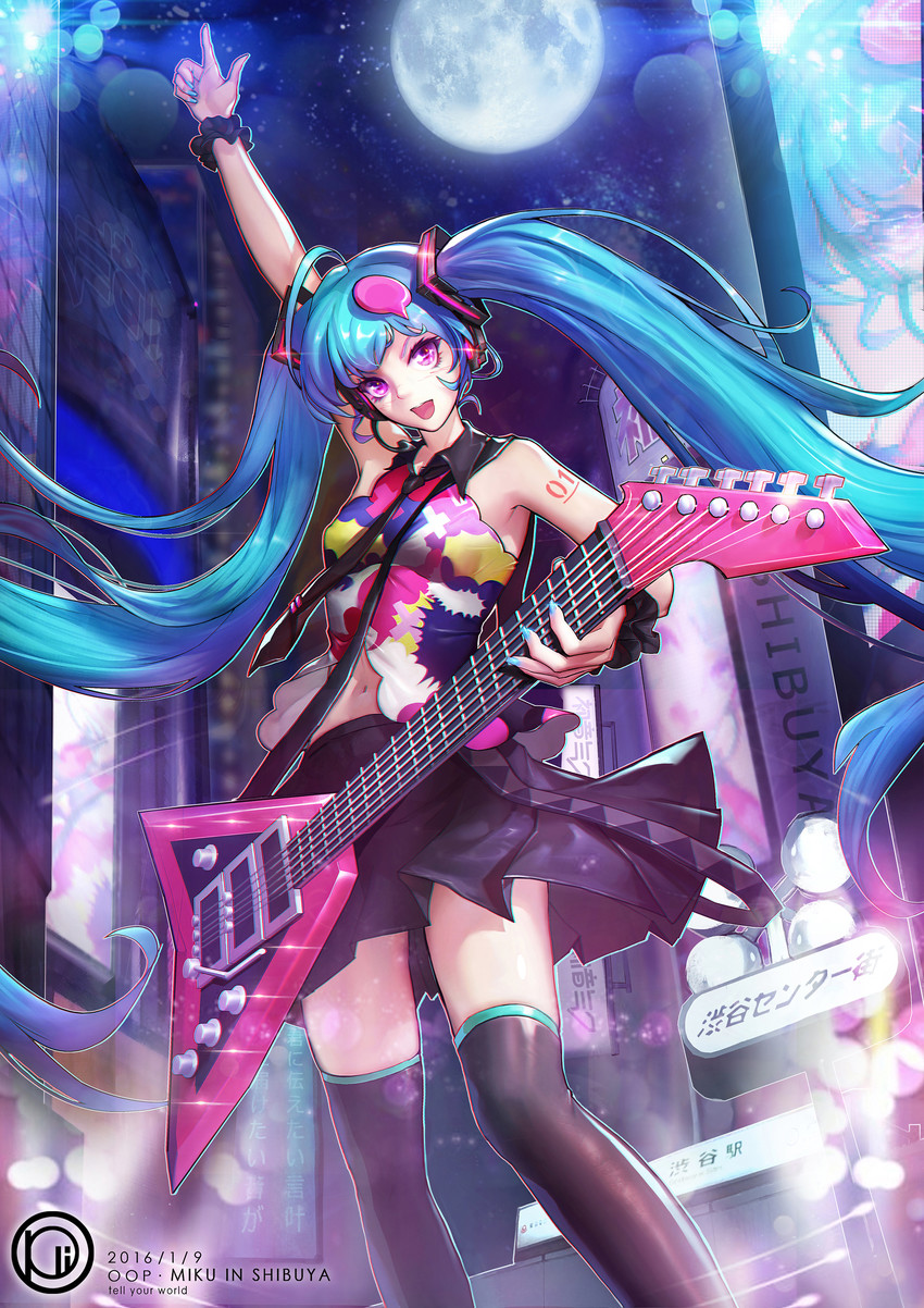 hatsune miku (vocaloid and 1 more) drawn by oop