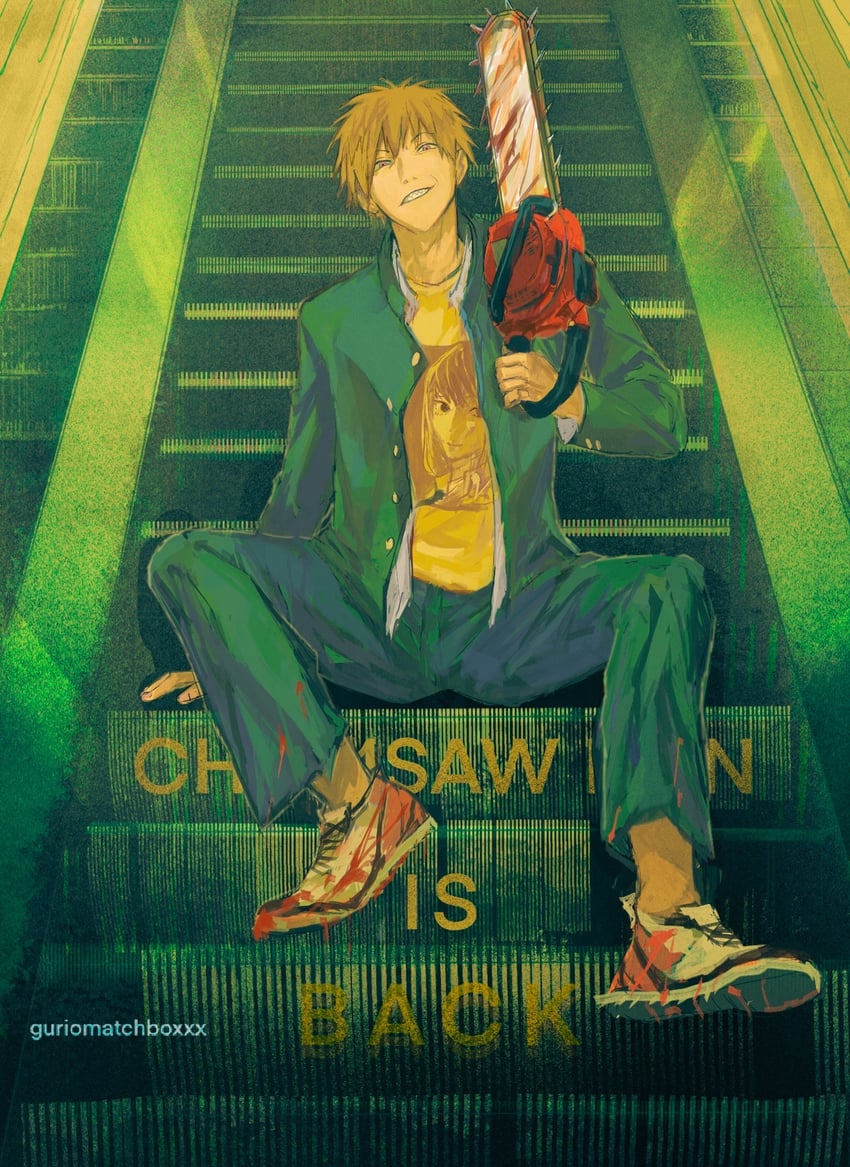 makima and denji (chainsaw man) drawn by guri_otoko