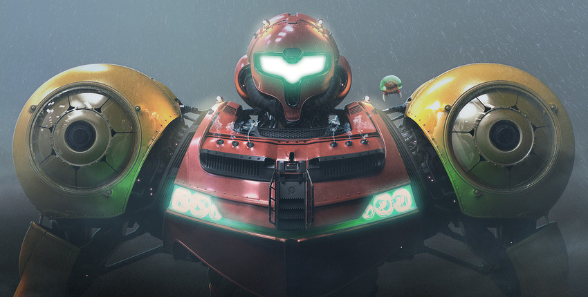 samus aran, metroid, and metroid larva (metroid and 1 more) drawn by mark_van_haitsma