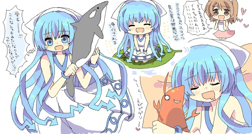 ikamusume and nagatsuki sanae (shinryaku! ikamusume) drawn by imo_mushi