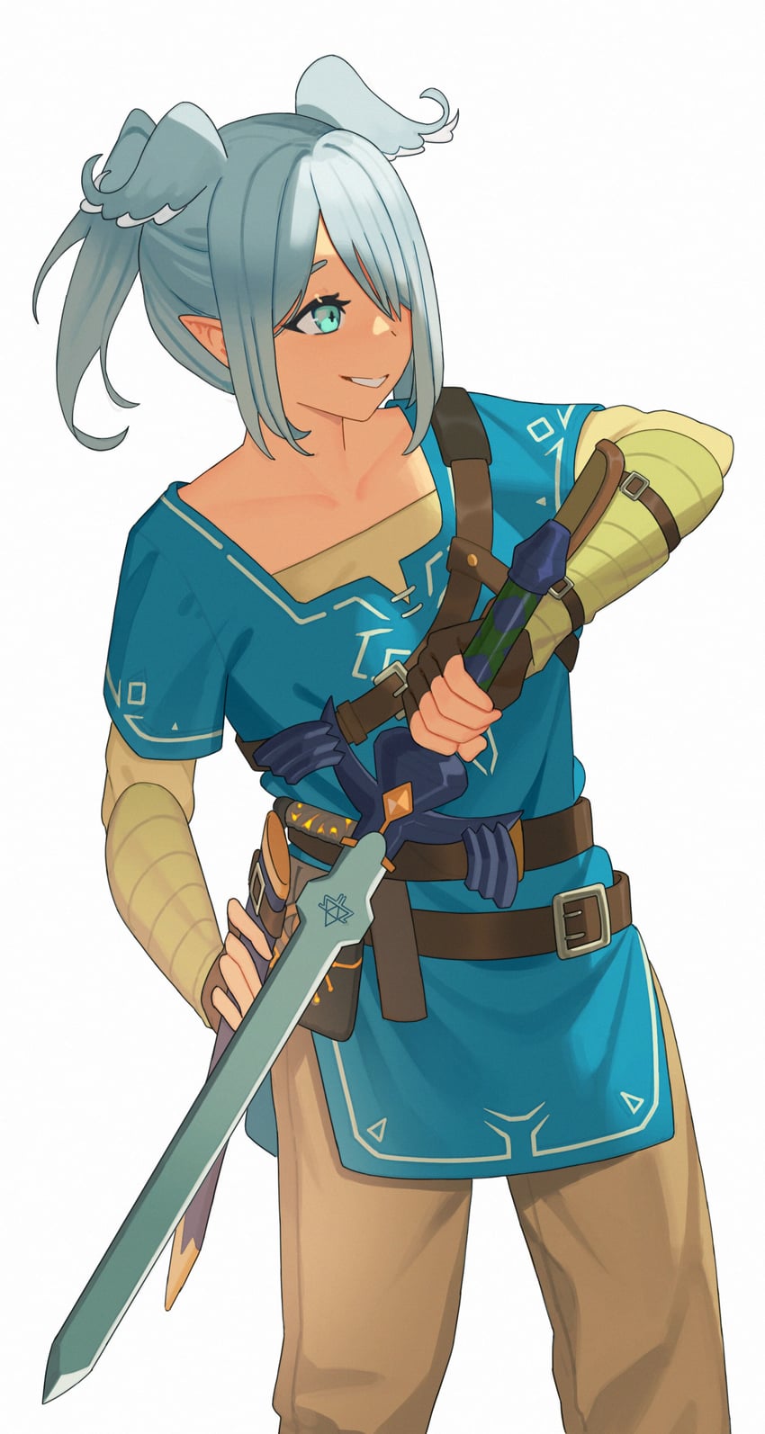 link and elira pendora (nijisanji and 3 more) drawn by karassawa