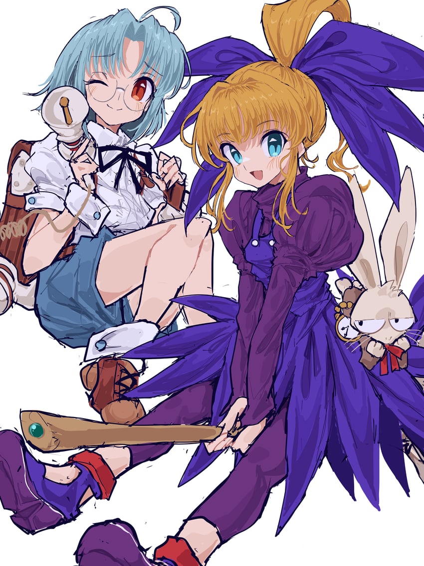 marion, pomupomu, and tavia (gunbird and 1 more) drawn by mugi_(mugimugi_9kv)