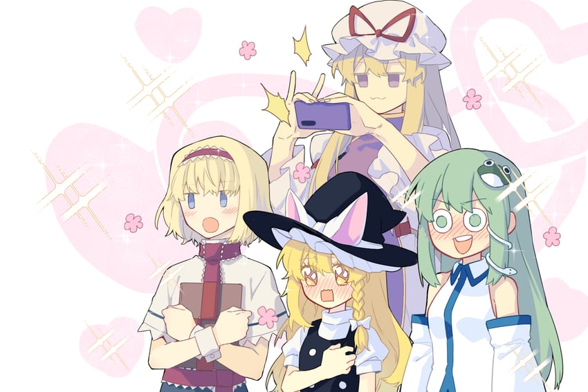 kirisame marisa, kochiya sanae, alice margatroid, and yakumo yukari (touhou and 1 more) drawn by beichen_xiaobei