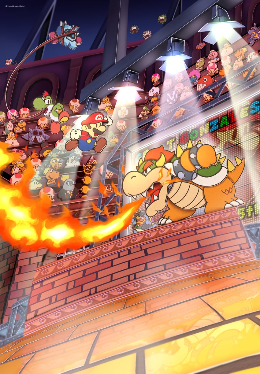 mario, luigi, bowser, boo, yoshi, and 34 more (mario and 3 more) drawn by maribou_(supermaribou)