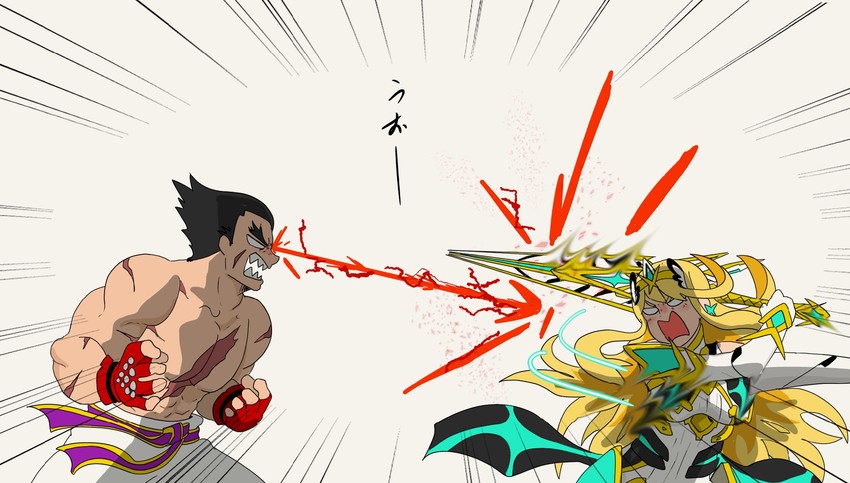 mythra and mishima kazuya (xenoblade chronicles and 3 more) drawn by ya_tudoki15