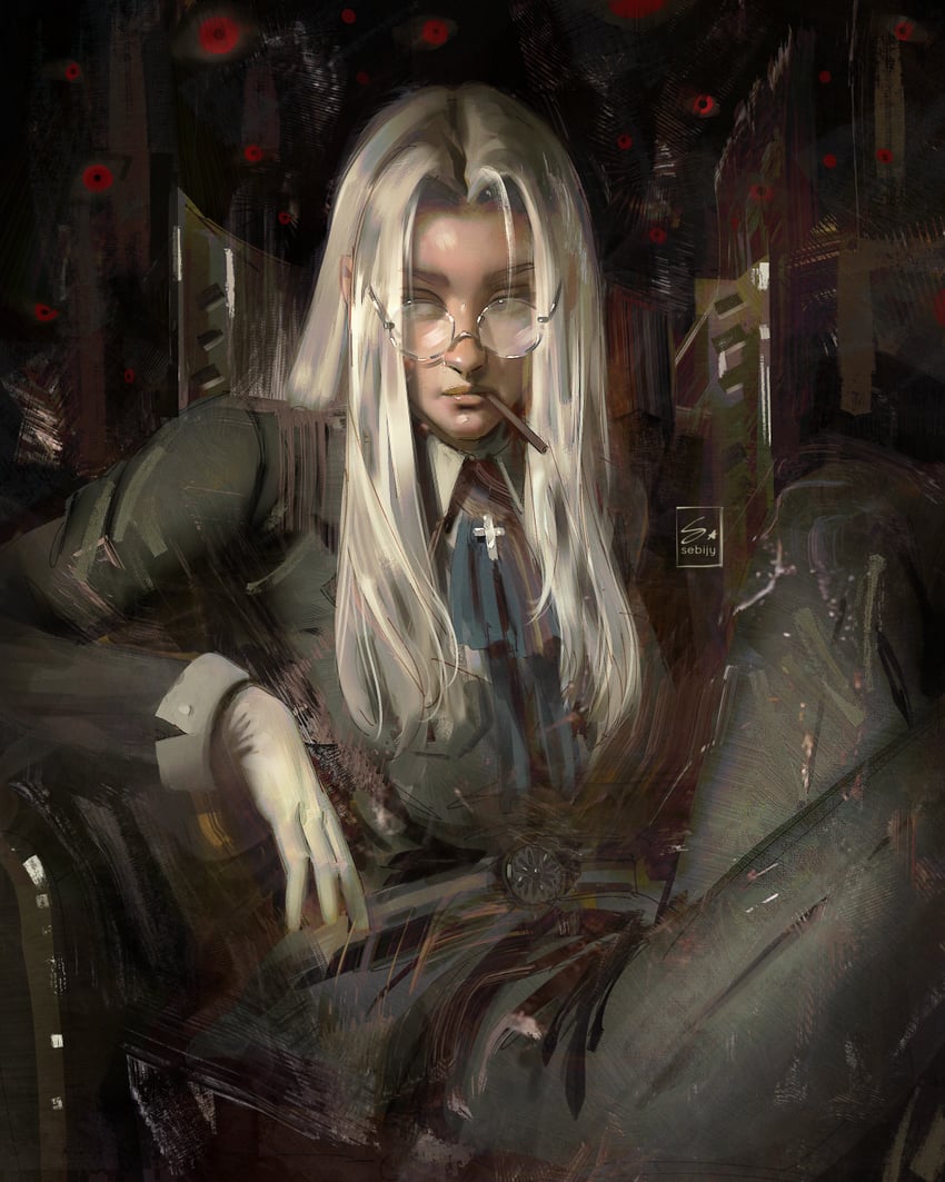alucard and integra hellsing (hellsing) drawn by sebijy