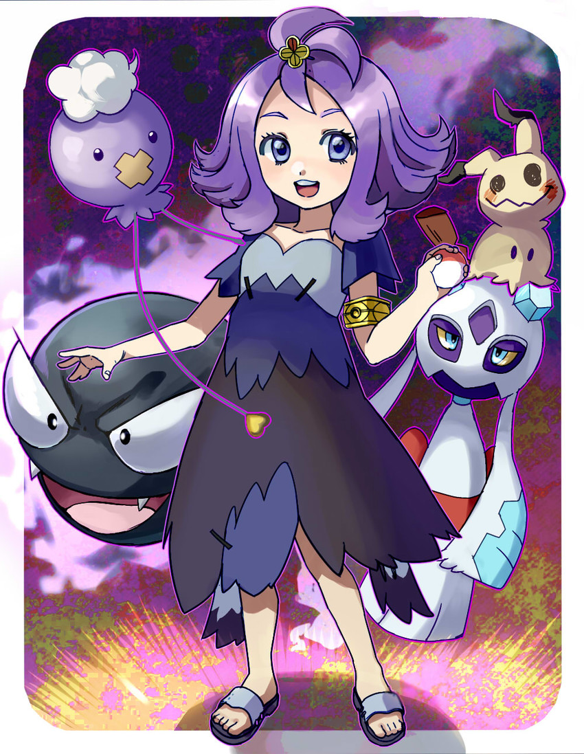mimikyu, acerola, gastly, drifloon, and froslass (pokemon and 1 more) drawn by yu_(mekeneko1998)