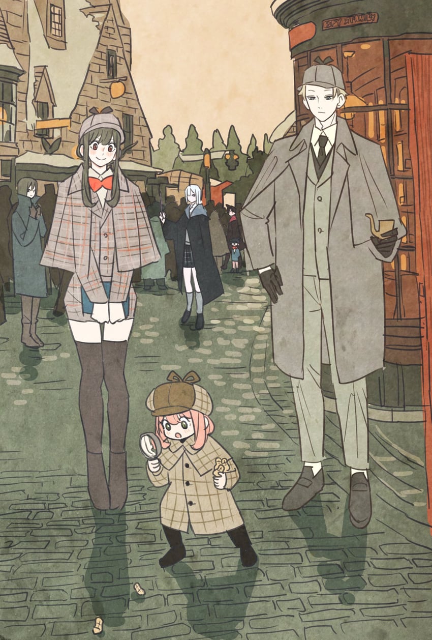 yor briar, anya, twilight, edogawa conan, mouri ran, and 2 more (spy x family and 1 more) drawn by takeuchi_ryousuke