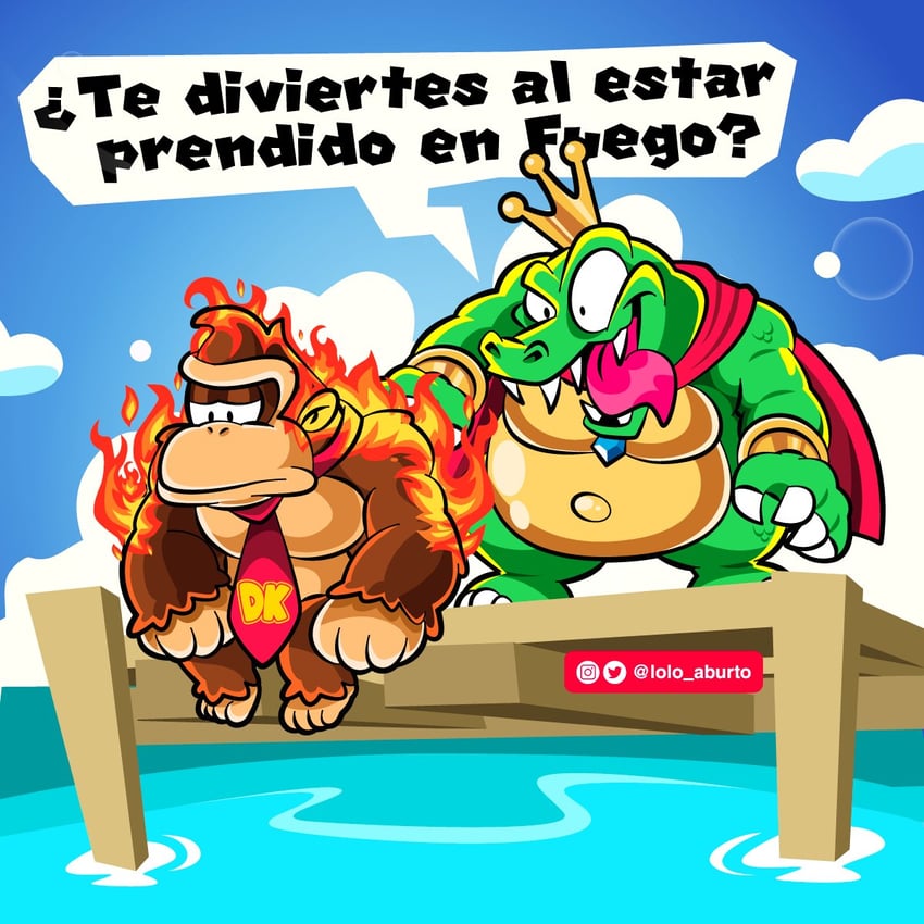 donkey kong and king k. rool (donkey kong and 1 more) drawn by lolo_aburto