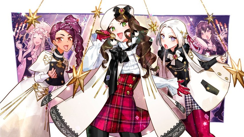female byleth, edelgard von hresvelg, dorothea arnault, rhea, and petra macneary (fire emblem and 1 more) drawn by nakapipo