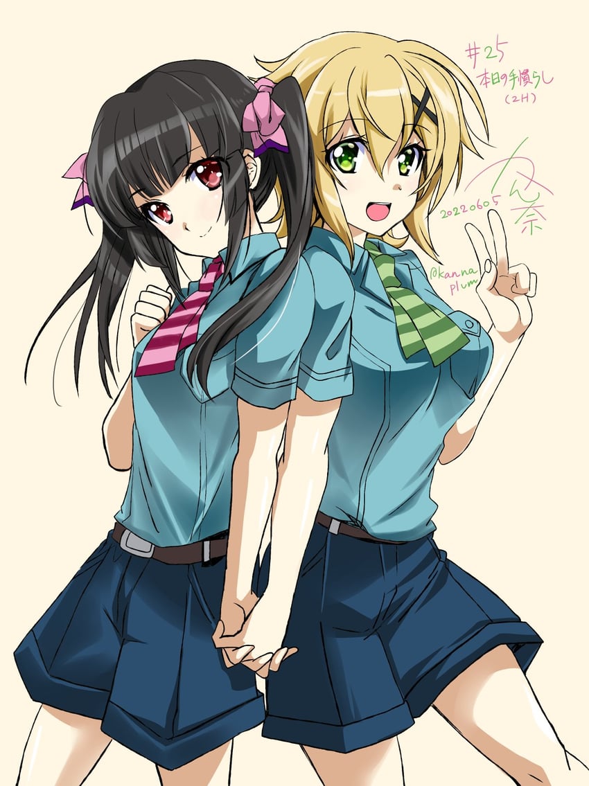 akatsuki kirika and tsukuyomi shirabe (senki zesshou symphogear) drawn by kanna_(plum)