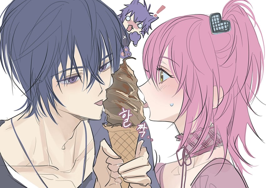 hinamori amu, tsukiyomi ikuto, and yoru (shugo chara!) drawn by doisoe