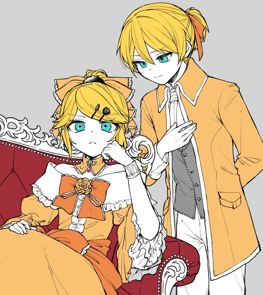 kagamine rin, kagamine len, riliane lucifen d'autriche, and allen avadonia (vocaloid and 3 more) drawn by igarashi_(morimorienoki)