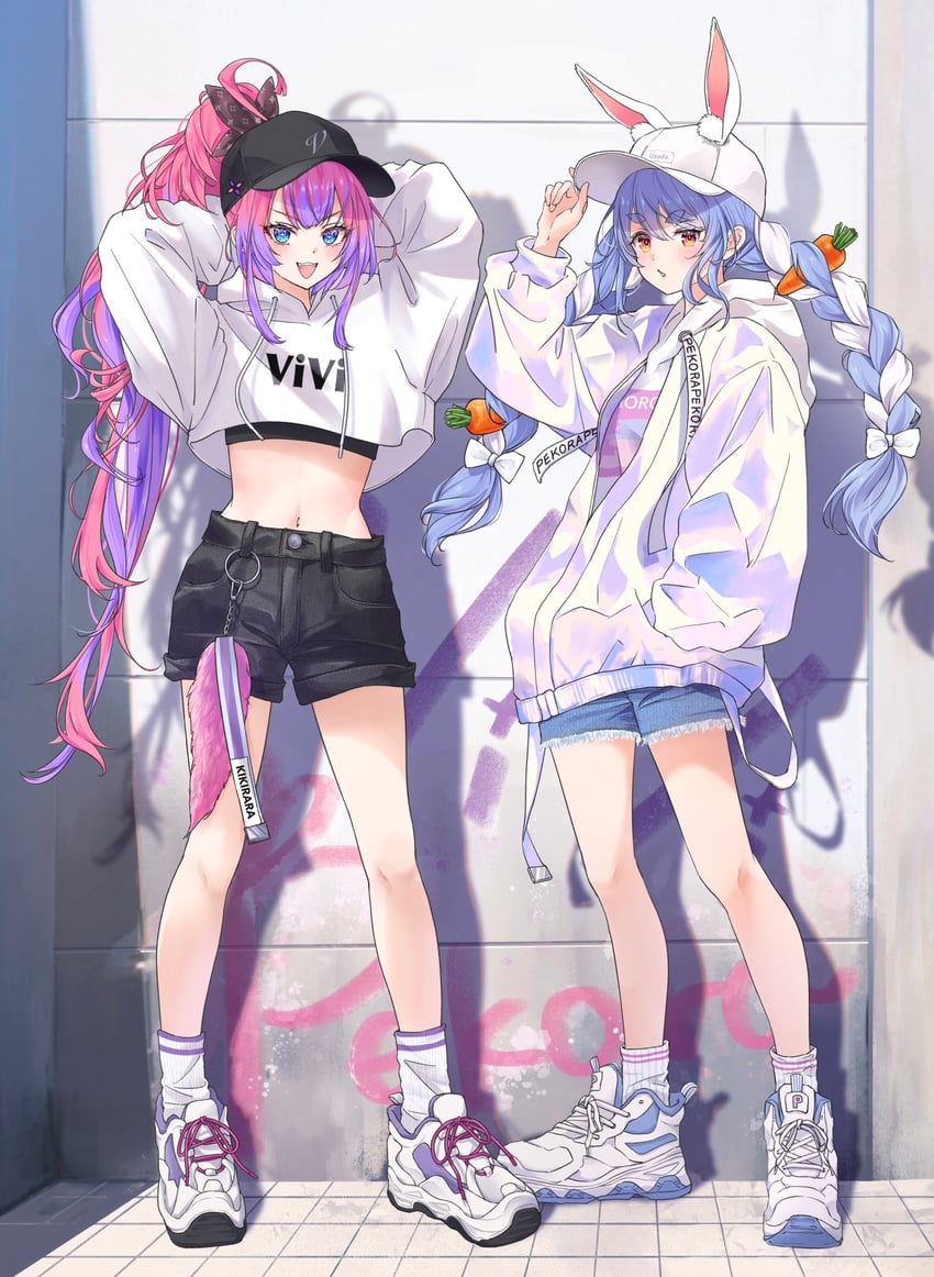 usada pekora and kikirara vivi (hololive and 1 more) drawn by omichi_1219