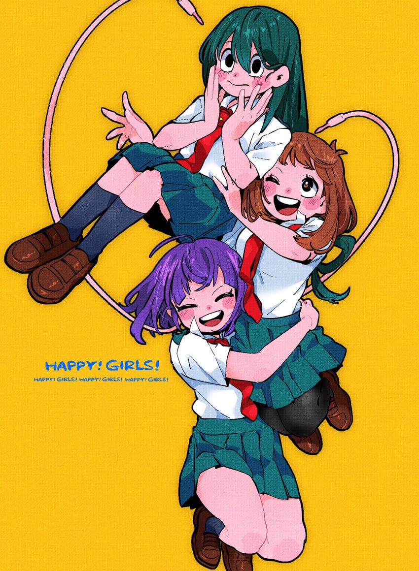 uraraka ochaco, asui tsuyu, and jiro kyoka (boku no hero academia) drawn by anna_(aannnaa3)