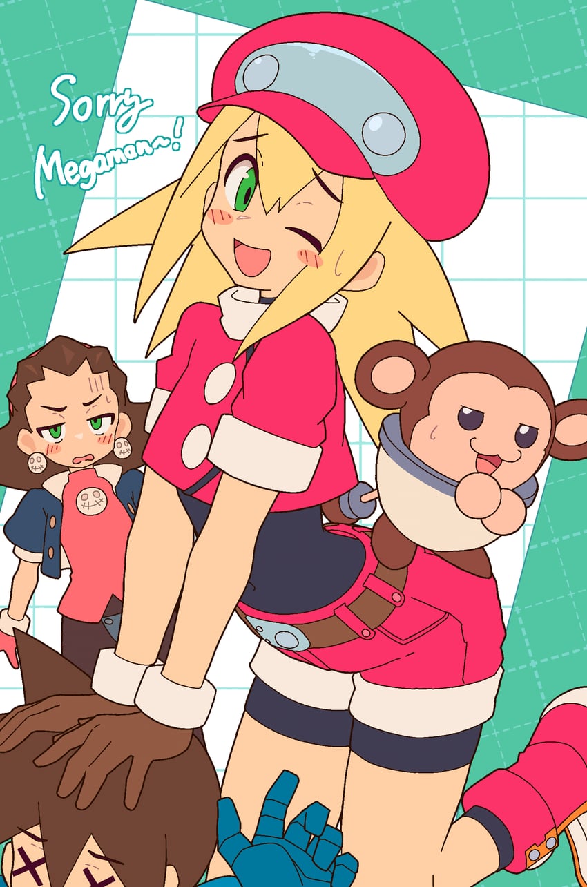 tron bonne, roll caskett, mega man volnutt, and data (mega man and 1 more) drawn by yodok