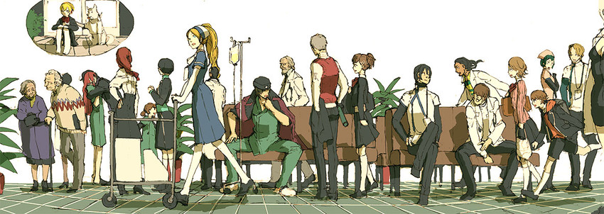 aigis, shiomi kotone, takeba yukari, kirijou mitsuru, yamagishi fuuka, and 17 more (persona and 5 more) drawn by hirasawa_geko