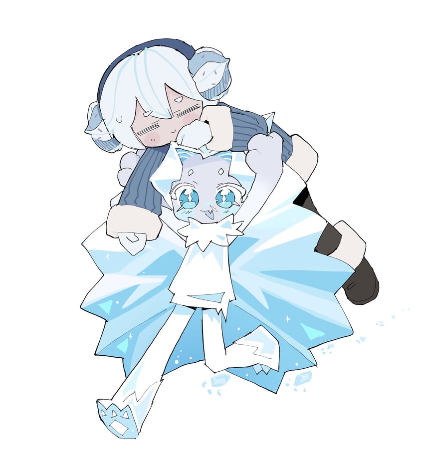 snow sugar cookie and icicle yeti cookie (cookie run and 1 more) drawn by takawoyu