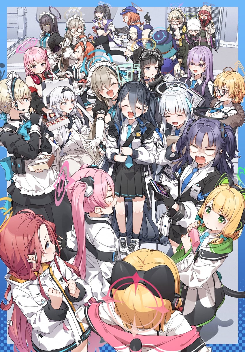 yuuka, asuna, toki, aris, karin, and 18 more (blue archive) drawn by yukie_(kusaka_shi)