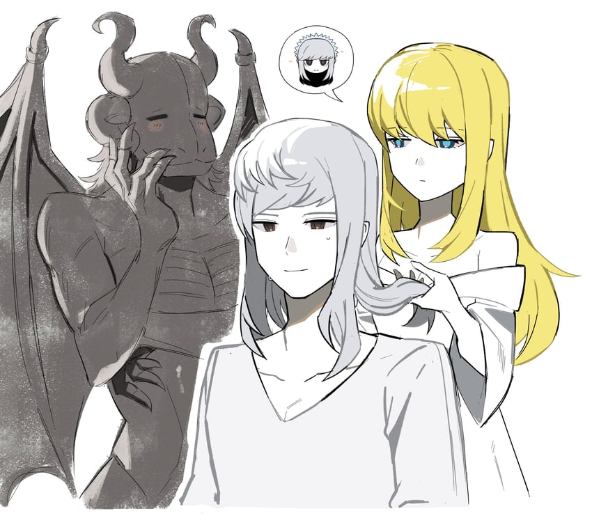 cinderella, izu, beauty la belle, and beast adam (black souls) drawn by asdf1211950