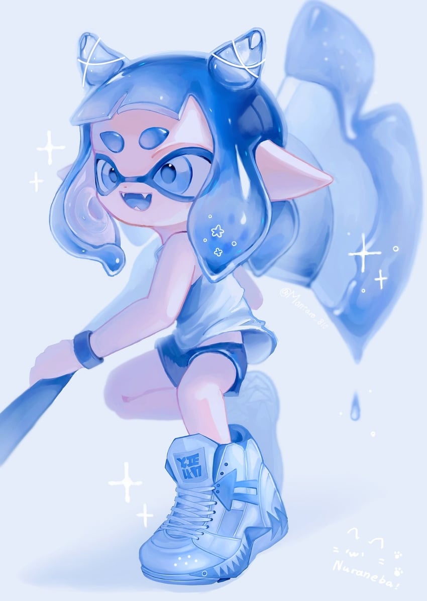inkling player character and inkling girl (splatoon and 1 more) drawn by montaro_810