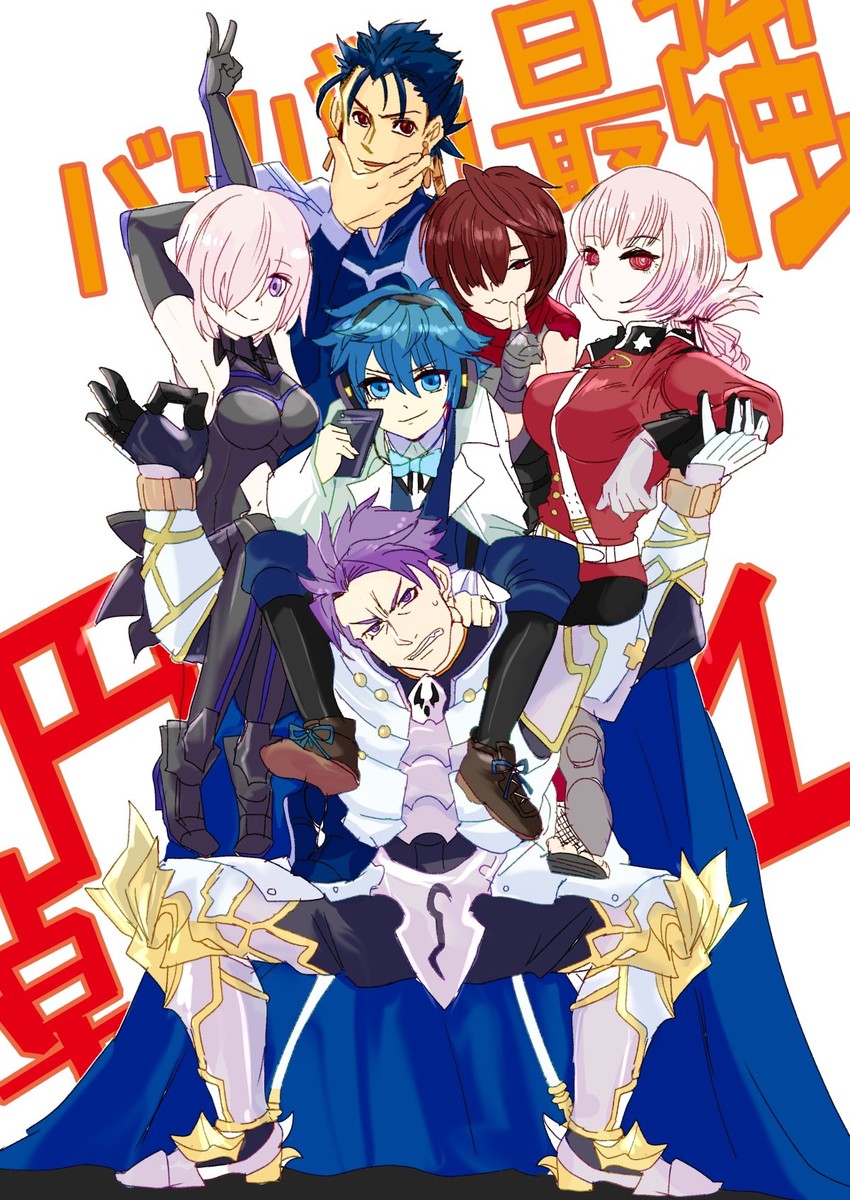 mash kyrielight, cu chulainn, florence nightingale, lancelot, hans christian andersen, and 1 more (fate and 5 more) drawn by lily_(mahalikumahalita)