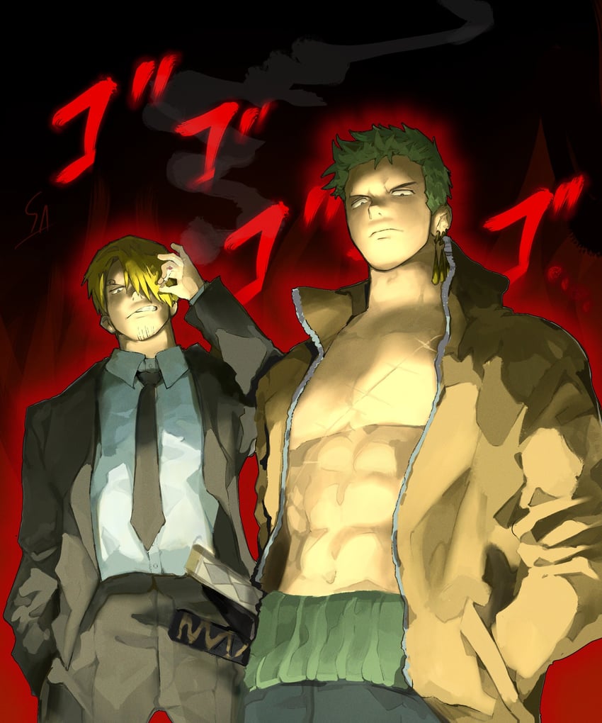 roronoa zoro and sanji (one piece) drawn by sanam_1piece