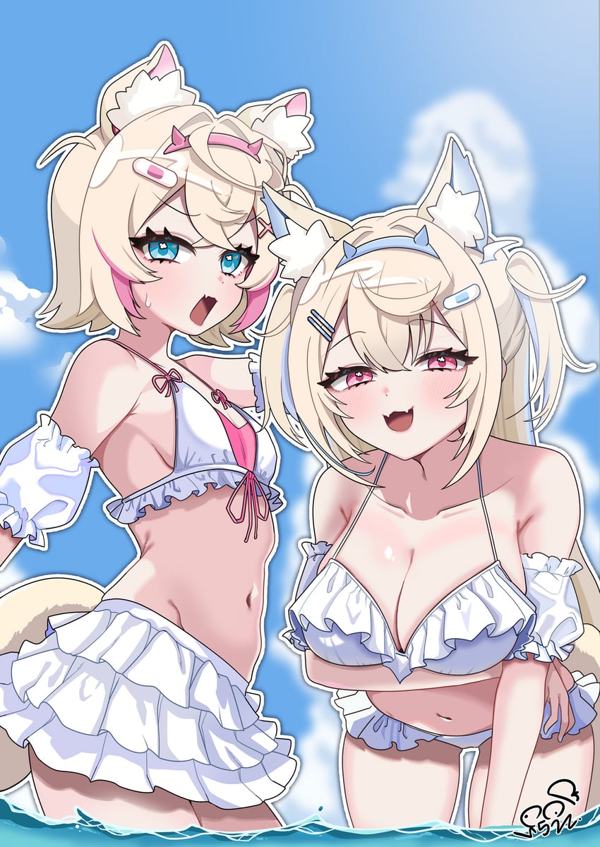 fuwawa abyssgard and mococo abyssgard (hololive and 1 more) drawn by 252_eyo