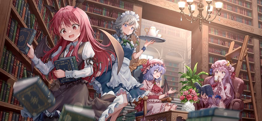 remilia scarlet, izayoi sakuya, patchouli knowledge, and koakuma (touhou and 1 more) drawn by hirokazu_(analysis-depth)