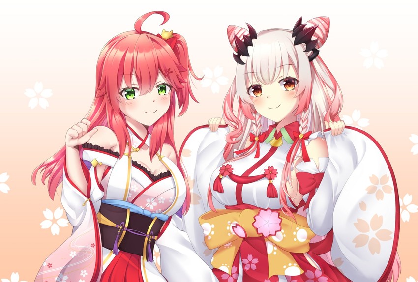 sakura miko and suou patra (hololive and 2 more) drawn by rin_(0917608)