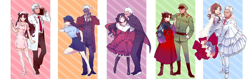 tohsaka rin and archer (fate and 1 more) drawn by suga_(suga_suga)