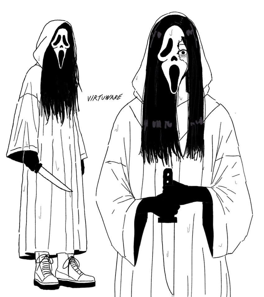 yamamura sadako and ghostface (the ring and 1 more) drawn by virtuware